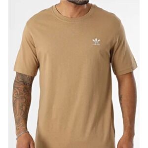 New Mens L ADIDAS ORIGINALS logo ESSENTIALS TREFOIL T TEE SHIRT Cardboard Brown